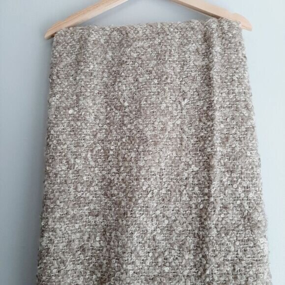 IKEA Stockholm Fuzzy & Soft Mohair Wool Blend Blanket Cream & Tan - Picture 3 of 9